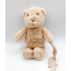 SL Home Fashions Beige Teddy Bear With Pacifier Holder 11"